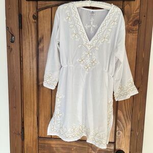 LA LEELA Womens Beachwear Bikini Swimwear Beach Club Cover Up White Gold Resort
